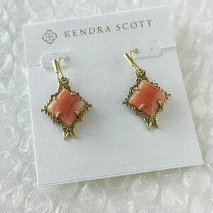 ❤️ Kendra Scott Cass Vintage Gold Orange Banded Agate Earrings ❤️
